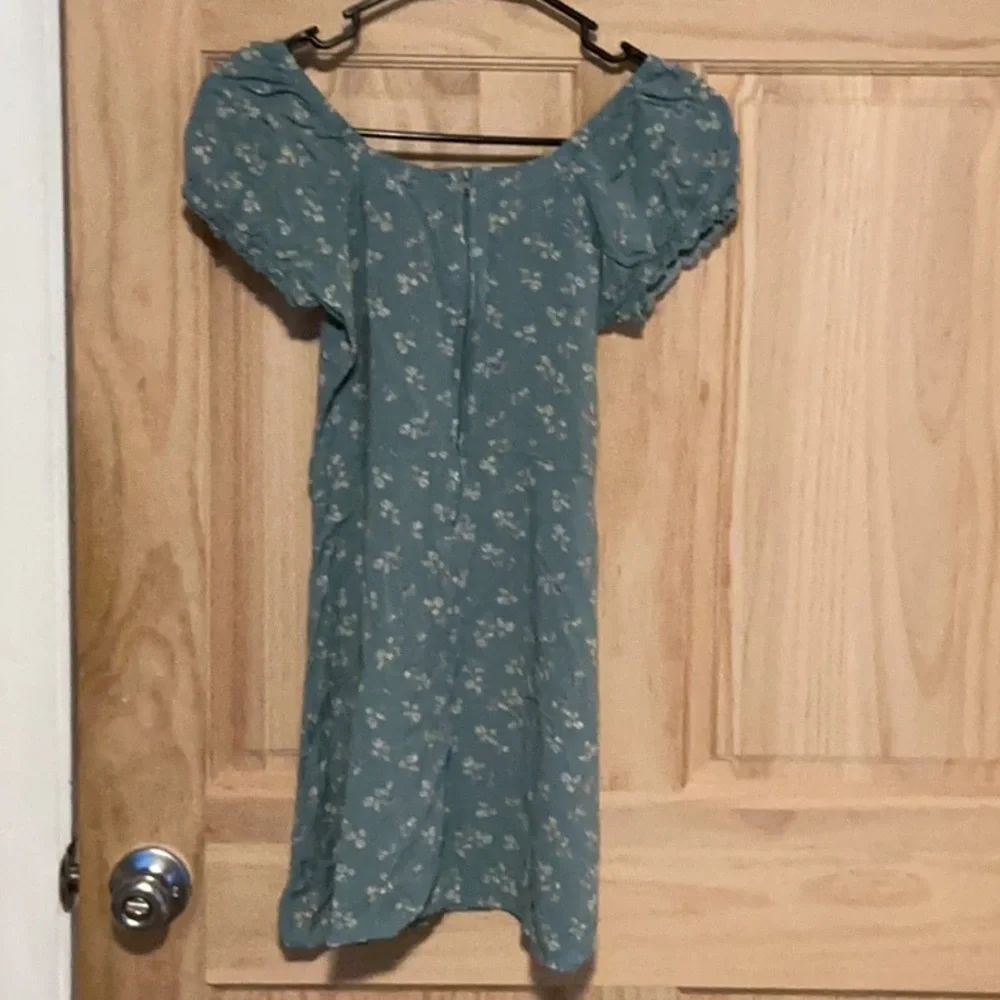 Green Flowers Mini Dress Art Class L 10 - 12 - Picture 2 of 3
